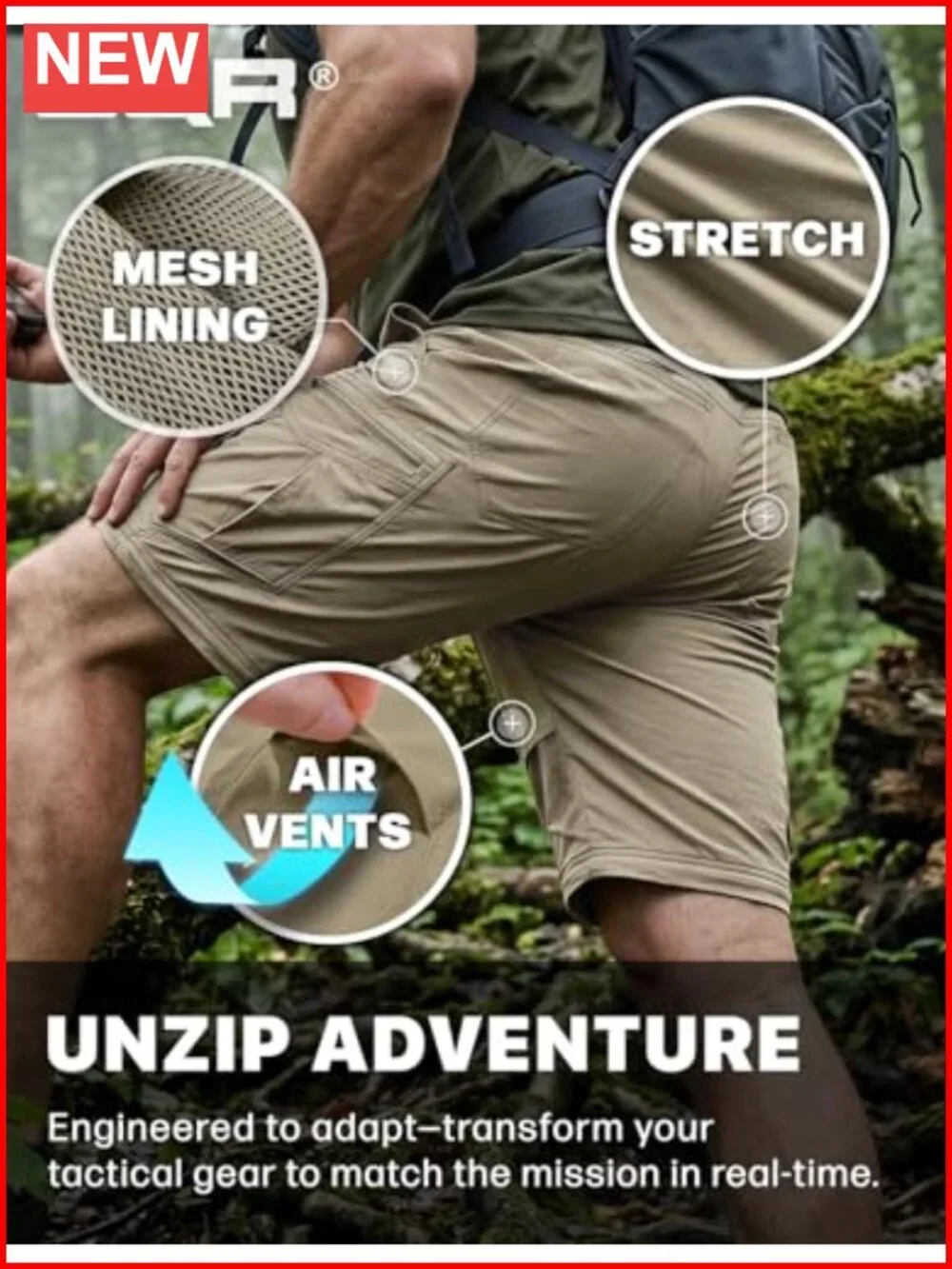 Convertible Cargo Tactical Pants, Water Resistant Hiking Pants, Zip Off